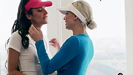 Milf joins swinger club for golf lessons turned threesome fucking from two shemales