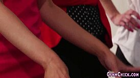 classy british femdom ladies humiliate with cfnm handjobs