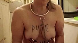 i'm your bound french milf slave pissing outdoors humiliated with dildo pov