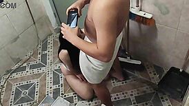 Step-Cousin Films Petite Suck and Rimjob on His Cock