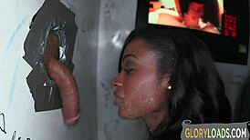 hot ebony babe's throat craves that deep interracial cock suck