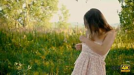 old4k handsome old man seduces busty tattooed gal for forest sex and cunilingus