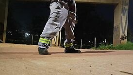 Me masturbating hard on the street with fetish uniform vibes 🔥