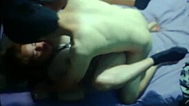 Amateur babe sucks cock doggystyle bent over before intimate creampie on mattress