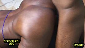 horny ebony milf neighbor bends over doggystyle for creampie inside