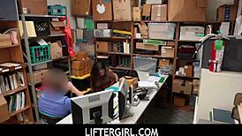 young shoplifter tempts mall officer for office fun