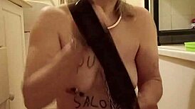 i'm your bound french milf slave pissing outdoors humiliated with dildo pov