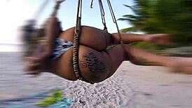 O shibarista Ep 2 😍 Brunette babe swings wild on the coconut tree! 🌴