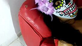 La catrina fucks her dripping wet pussy hard with dildo till squirting orgasms explode