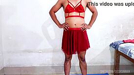 This sissy shemale's big clit and curvy ass tempt you during yoga workout