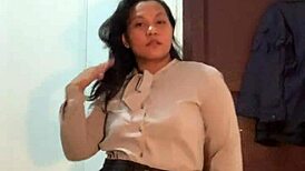 filipina bbw slut rips clothes for teasing fat strip moan