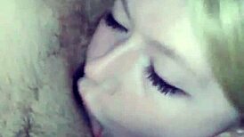 hot big titty blonde amateur drops to knees for pov nut-busting blowjob and handjob lick