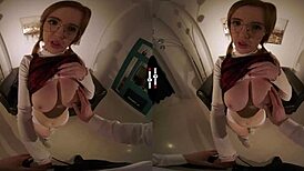 Rip Panties Off Redhead Big Tits Ass Cowgirl Ride VR Dark Room!