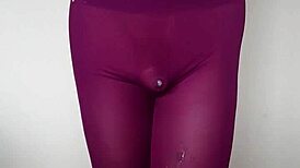 cum dripping down sexy burgundy leggings feels so intense