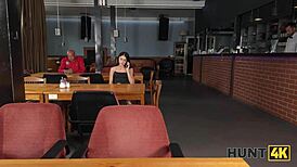 Russian petite Ara Mix heels deepthroat rough toilet sex with pickup friend shaved pussy