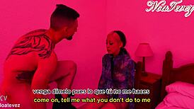 so this latina milf wife with natural tits cheats on hubby banging her muscular best friend bodybuilder style