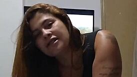 Married redhead video calls lover as husband strokes watching her tits