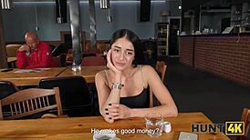 Russian petite Ara Mix heels deepthroat rough toilet sex with pickup friend shaved pussy