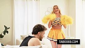 blonde cheerleader stepmom spencer scott rides stepson's huge cock deep