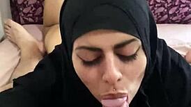 mmm, mia niqab devours balls and gulps hot cum