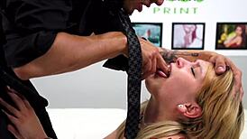 restrained babe face fucked rough bound at casting interview neighbors girl next door