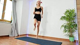 Christmas Flexing Turns into Sexy Pole Dance and Yoga Tease