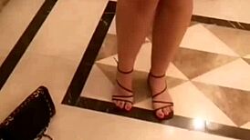 petite 18+ drops panties in vacation toilet for naughty evening