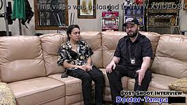 Dr Tampa's Latex Gloved Asian Mara Luv Spreads Shaved Pussy Backstage!