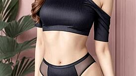 cute kawaii japanese models tease barefoot in panties