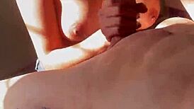 boyfriend away i suck buff mexican's huge cock gets handjob cum all over