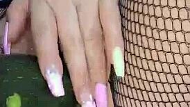 colombian curvy blonde milf rabitquicky squirts on cucumber in wet pussy closeup