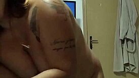 Married redhead video calls lover as husband strokes watching her tits