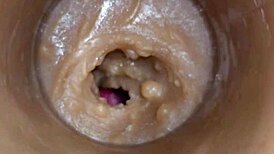 extreme closeup huge sperm injection floods pussy toy cam!!