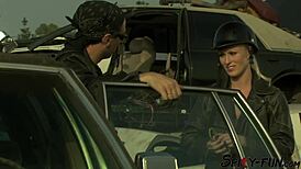 classic blonde slut strips undresses clothes ripped old retro gets massive facial cumshot