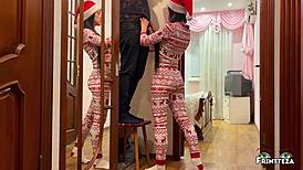 Step mom pantry creampie after christmas tree decoration search turns into doggystyle fuck