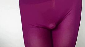 cum dripping down sexy burgundy leggings feels so intense