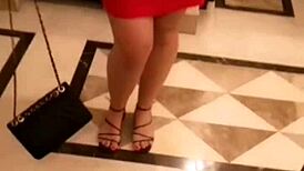 petite 18+ drops panties in vacation toilet for naughty evening