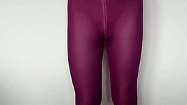 cum dripping down sexy burgundy leggings feels so intense