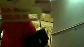 petite 18+ drops panties in vacation toilet for naughty evening