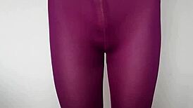 cum dripping down sexy burgundy leggings feels so intense