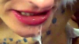 Vilja's skinny sub gags on cock in rough sloppy pov deepthroat choke