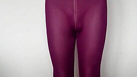 cum dripping down sexy burgundy leggings feels so intense