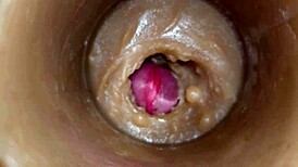 extreme closeup huge sperm injection floods pussy toy cam!!