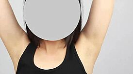 Japanese armpit fetish close-up licking and sniffing