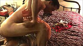 french slut in satin dress lingerie stockings gets pussy licked doggystyle