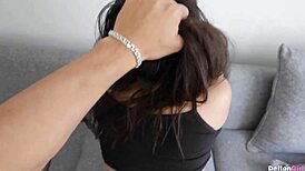 Amateur couple fucks hard dirty talk while licking feet