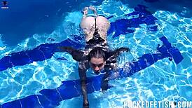 jessica bunny spreads wet pussy lips underwater pool tease