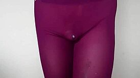 cum dripping down sexy burgundy leggings feels so intense