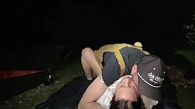 Whoa, watch wife get fucked while eating pussy at man camp!