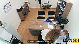 loan teen una fairy moans through rough office session